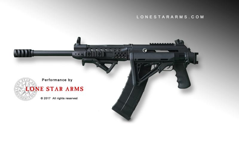 Lone Star Arms Intimidator CS very-low-recoil Saiga 12, left side folded