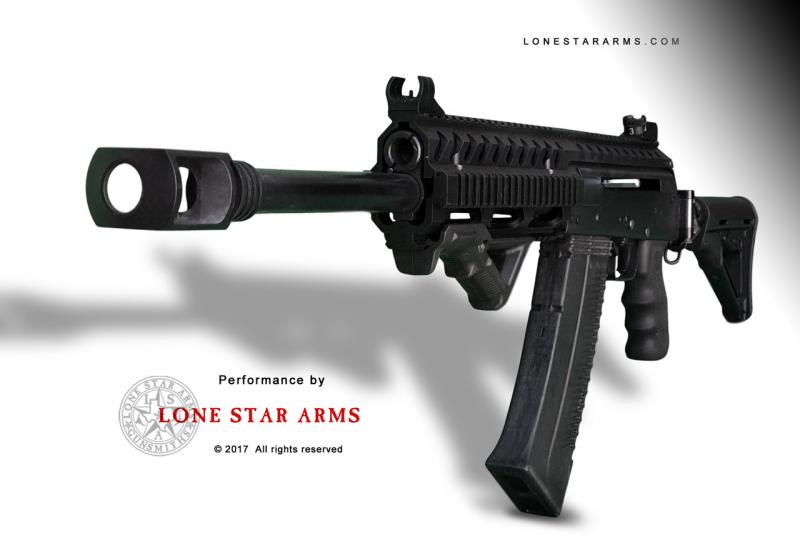 Lone Star Arms KS-12 quad custom, left three-quarter view