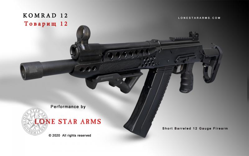 Lone Star Arms custom Komrad 12, left three-quarter view