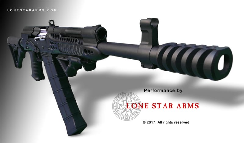 Lone Star Arms Saiga 12 performance rebuild with muzzle brake