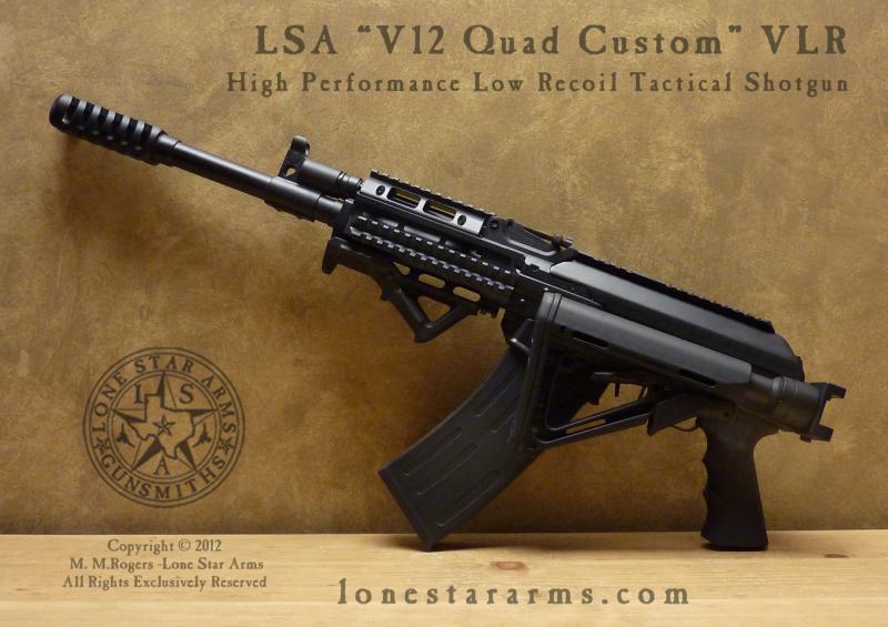 Lone Star Arms Vepr 12 quad custom very-low-recoil build, left side folded