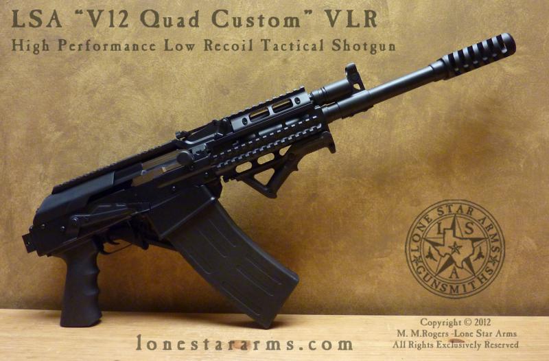Lone Star Arms Vepr 12 quad custom very-low-recoil build, right side folded