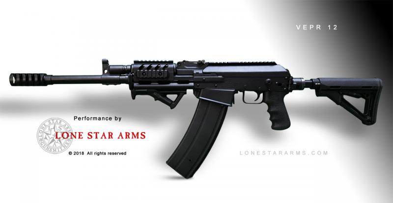 Lone Star Arms custom Vepr 12 low-recoil build, left side