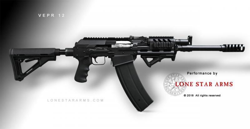 Lone Star Arms custom Vepr 12 low-recoil build, right side